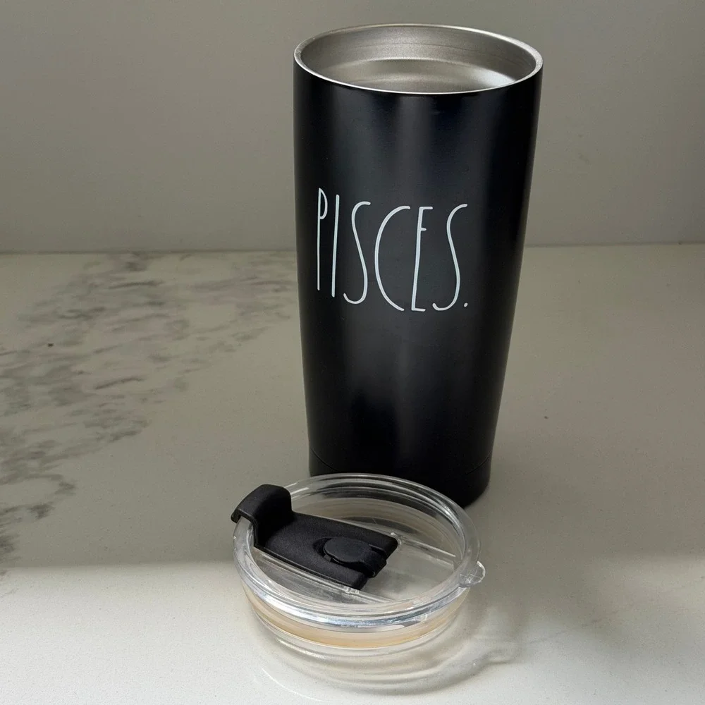 Rae Dunn Pisces Zodiac Constellation Stainless Steel Tumbler Matte Black‎ 17oz